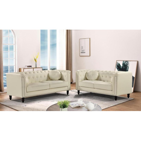 S5704-L+S CREAM WITH FAUX LEATHER